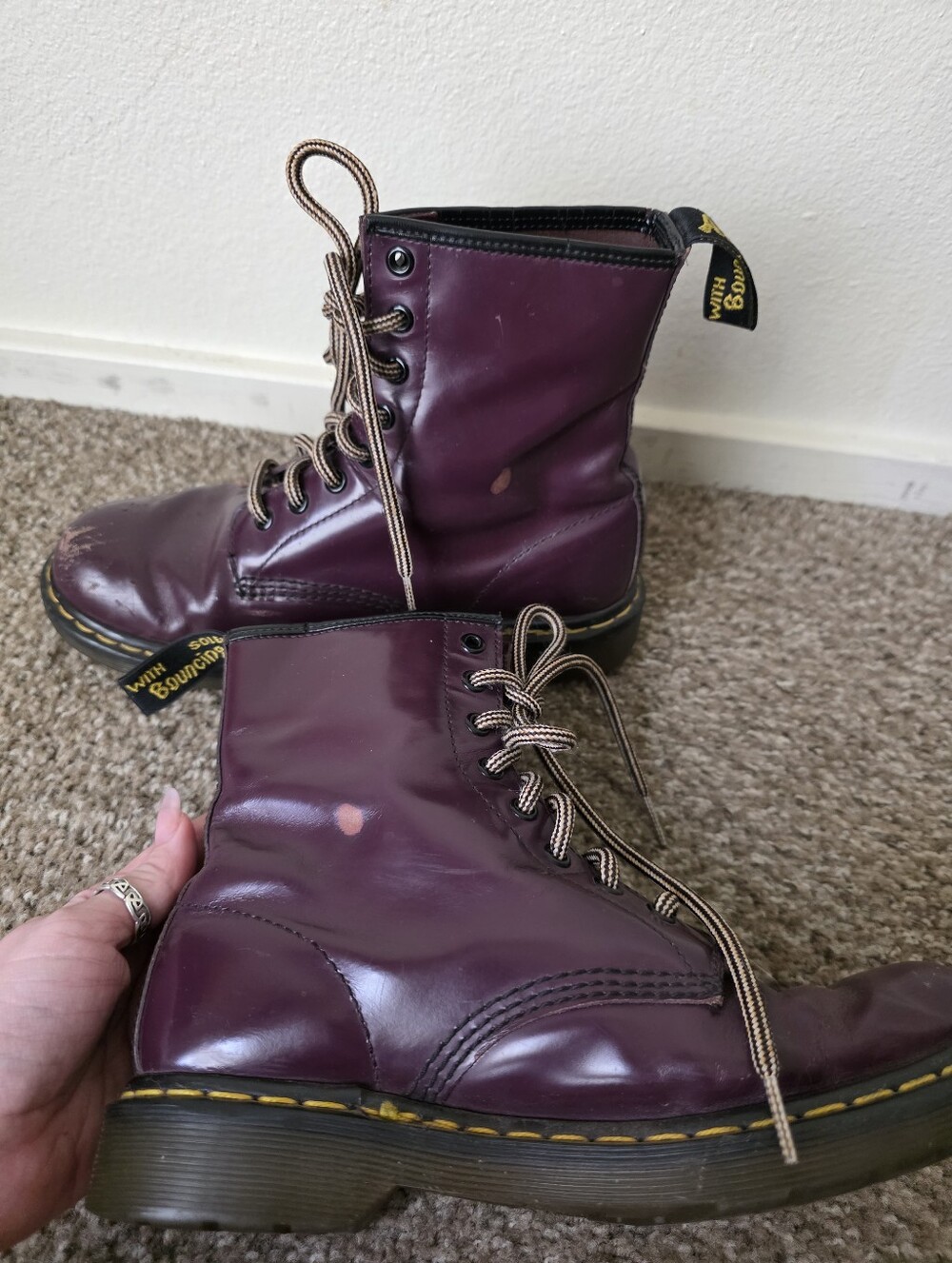 Dr. Martens Plum Leather Lace-Up Boots - Picture 4 of 8